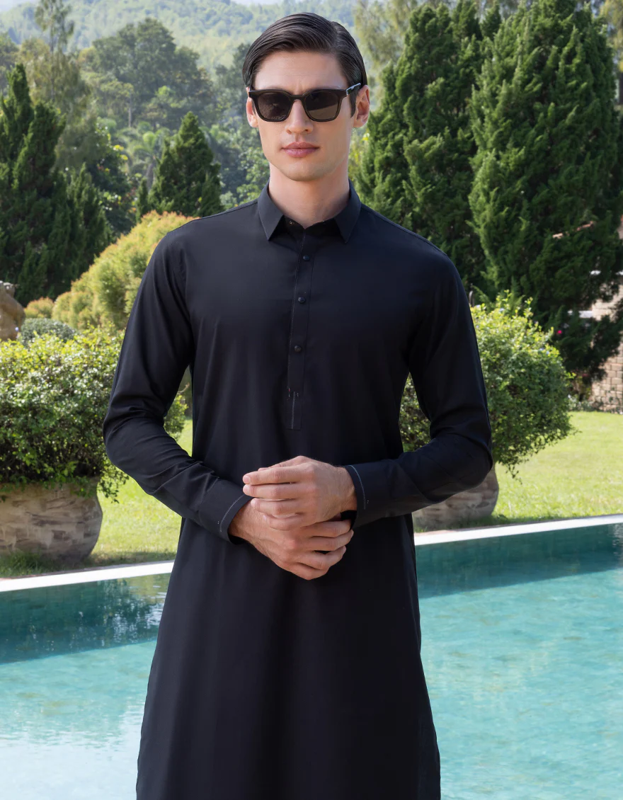 BLACK BLENDED KAMEEZ SHALWAR | JJKS-S-US-32693/S23/JJ7673-CL - Image 3