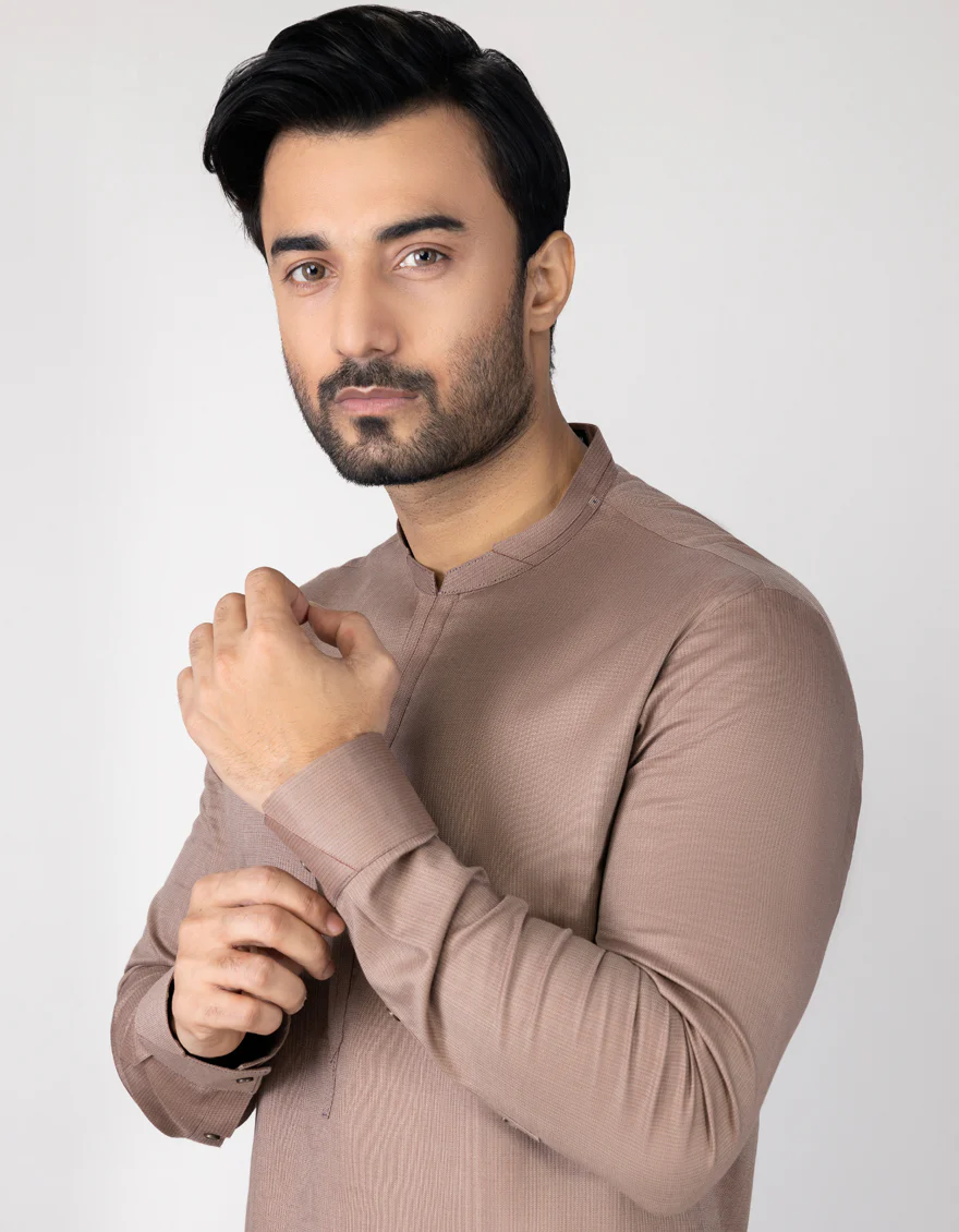 PALE BROWN COTTON KAMEEZ SHALWAR | JJKS-S-US-32696/S23/JJ8681-CL - Image 2