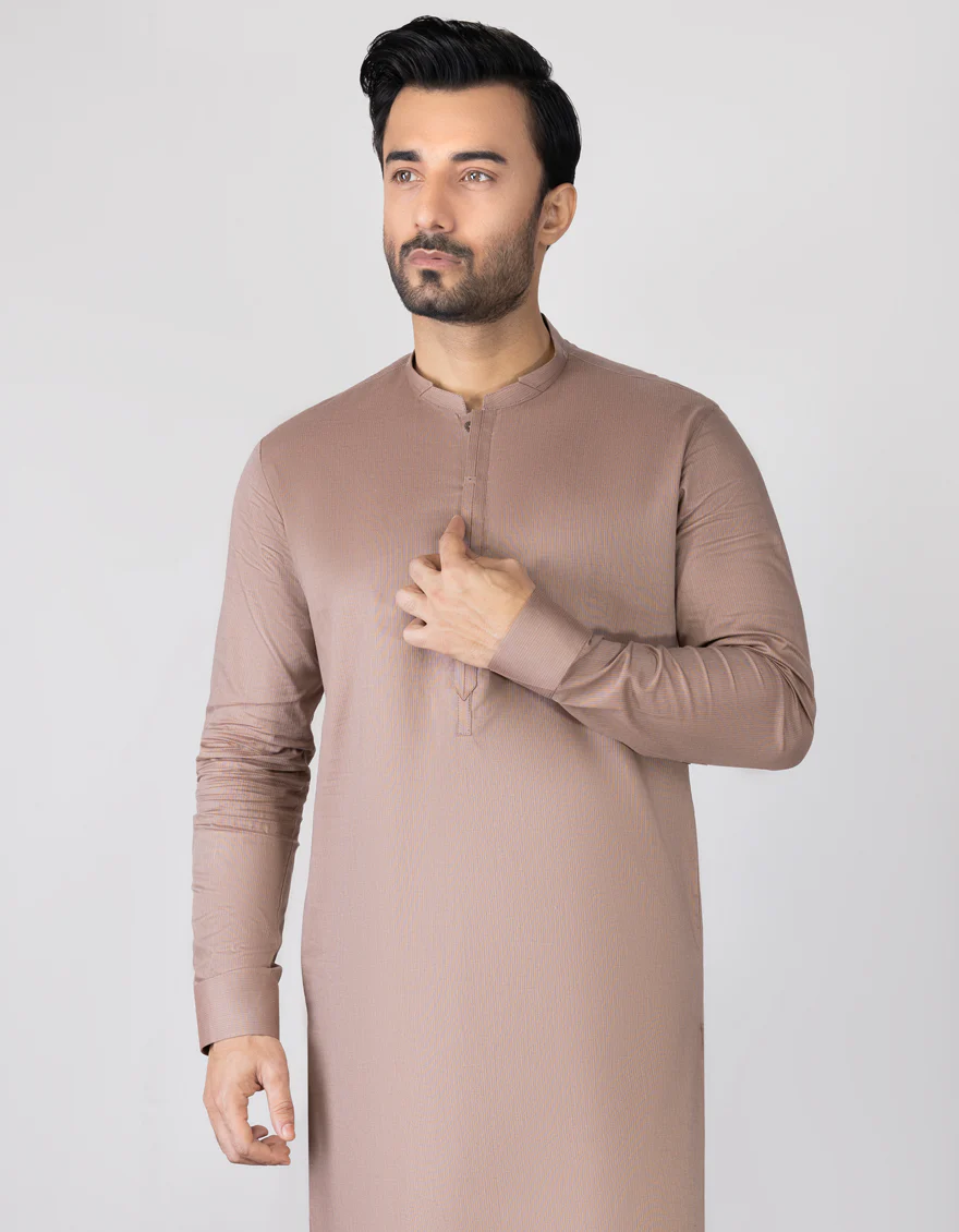 PALE BROWN COTTON KAMEEZ SHALWAR | JJKS-S-US-32696/S23/JJ8681-CL - Image 3