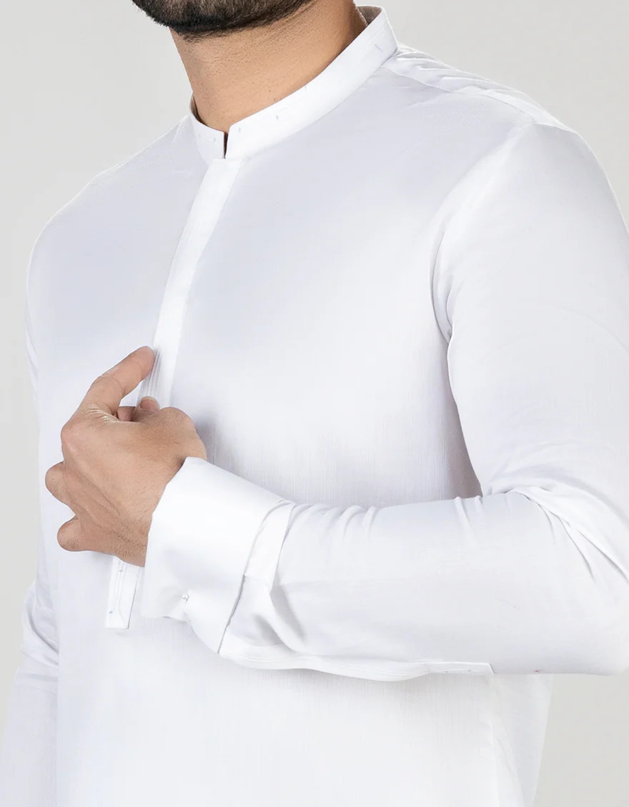 WHITE COTTON KAMEEZ SHALWAR | JJKS-S-US-32700/S23/JJ8770-EX - Image 2