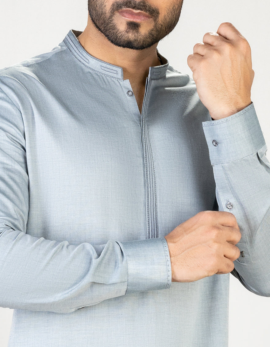 LIGHT GREY COTTON KAMEEZ SHALWAR | JJKS-S-US-32705/S23/JJ8675-CL - Image 2