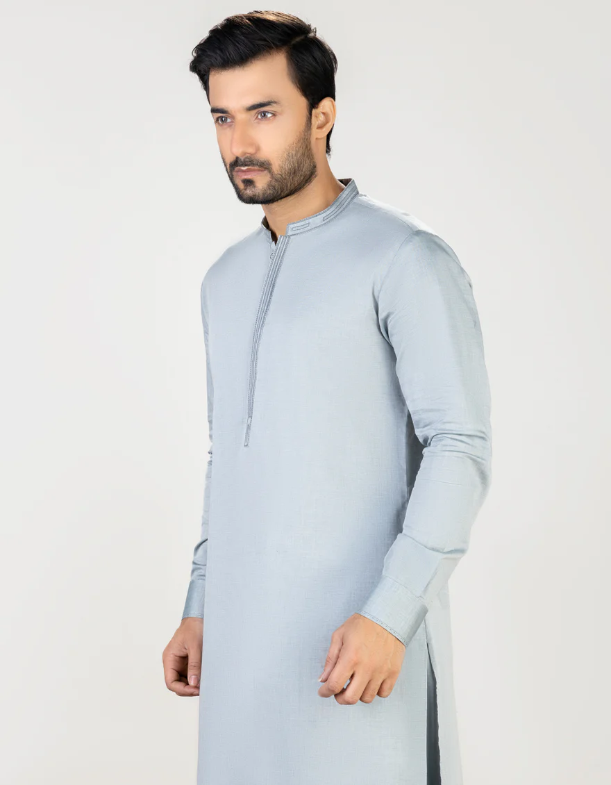 LIGHT GREY COTTON KAMEEZ SHALWAR | JJKS-S-US-32705/S23/JJ8675-CL - Image 3