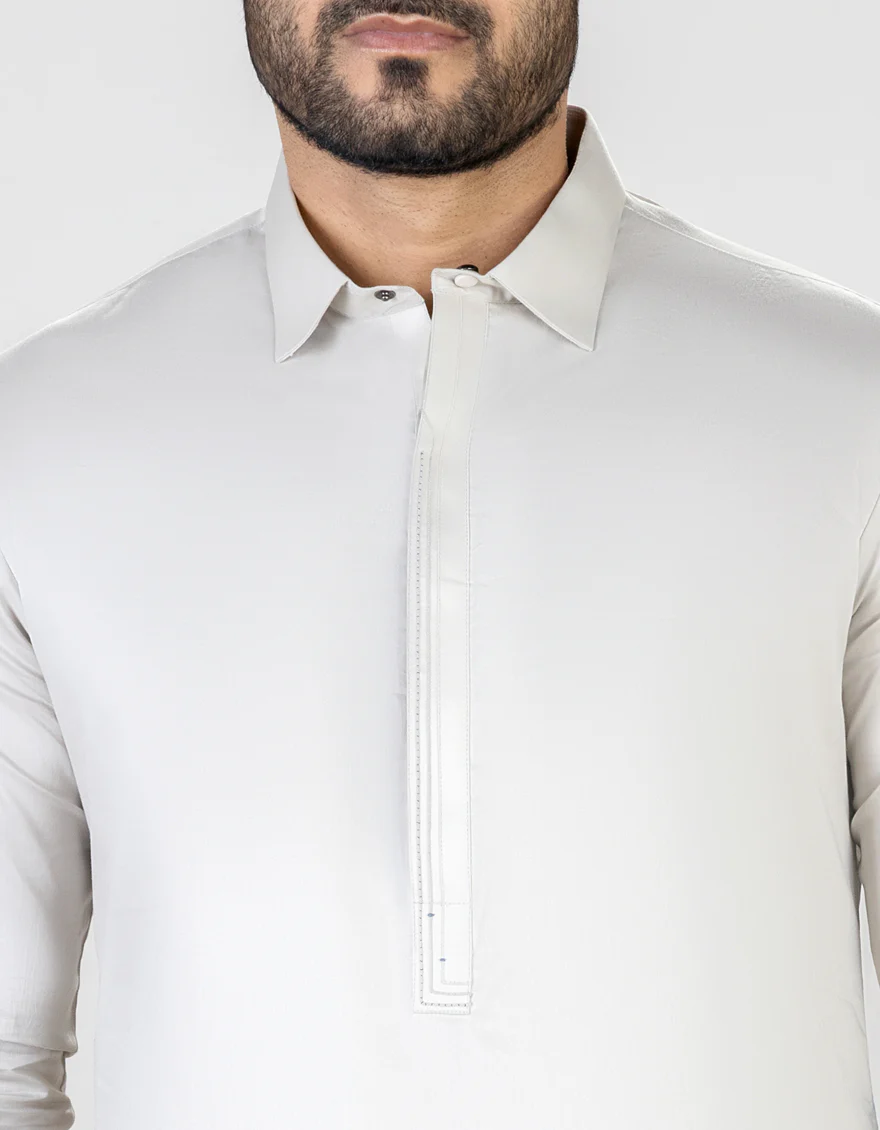 PEARL GREY BLENDED KAMEEZ SHALWAR | JJKS-S-US-32709/S23/JJ8769-EX - Image 2
