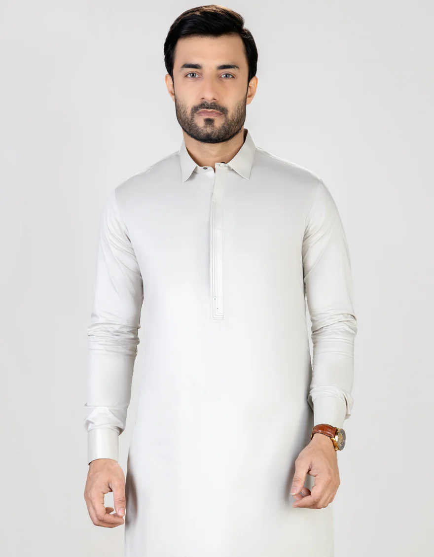 PEARL GREY BLENDED KAMEEZ SHALWAR | JJKS-S-US-32709/S23/JJ8769-EX - Image 3