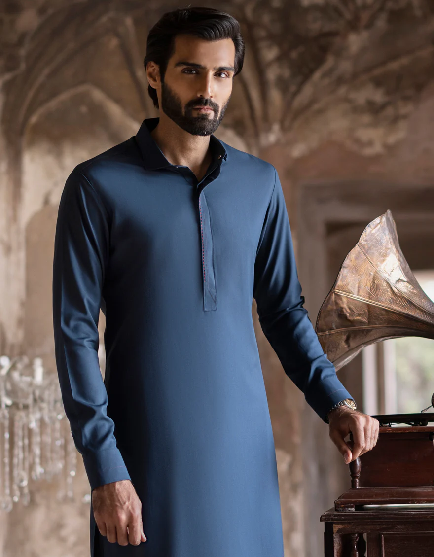 BLUISH GREEN BLENDED KAMEEZ SHALWAR | JJKS-S-US-32719/S23/JJ8720-CL - Image 3