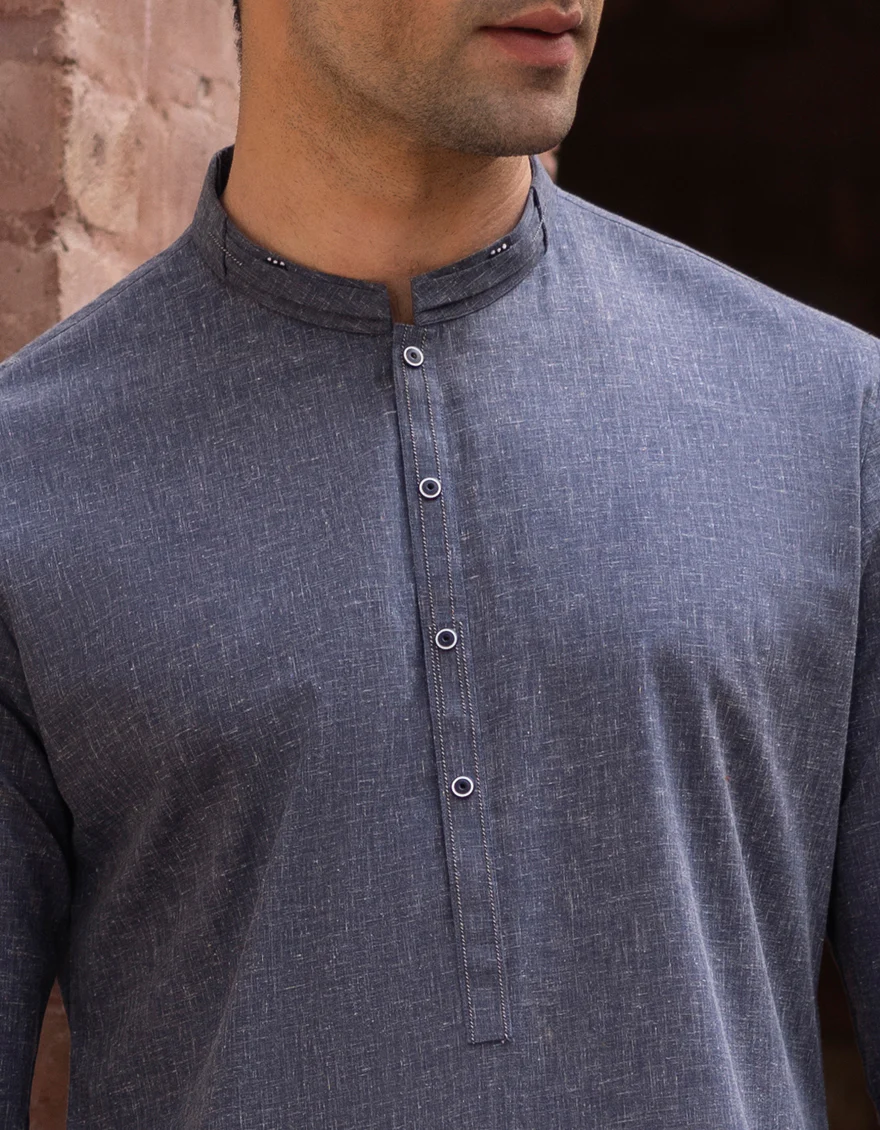 BLUE BLENDED KAMEEZ SHALWAR | JJKS-S-US-32727/S23/JJ8283-CL - Image 2