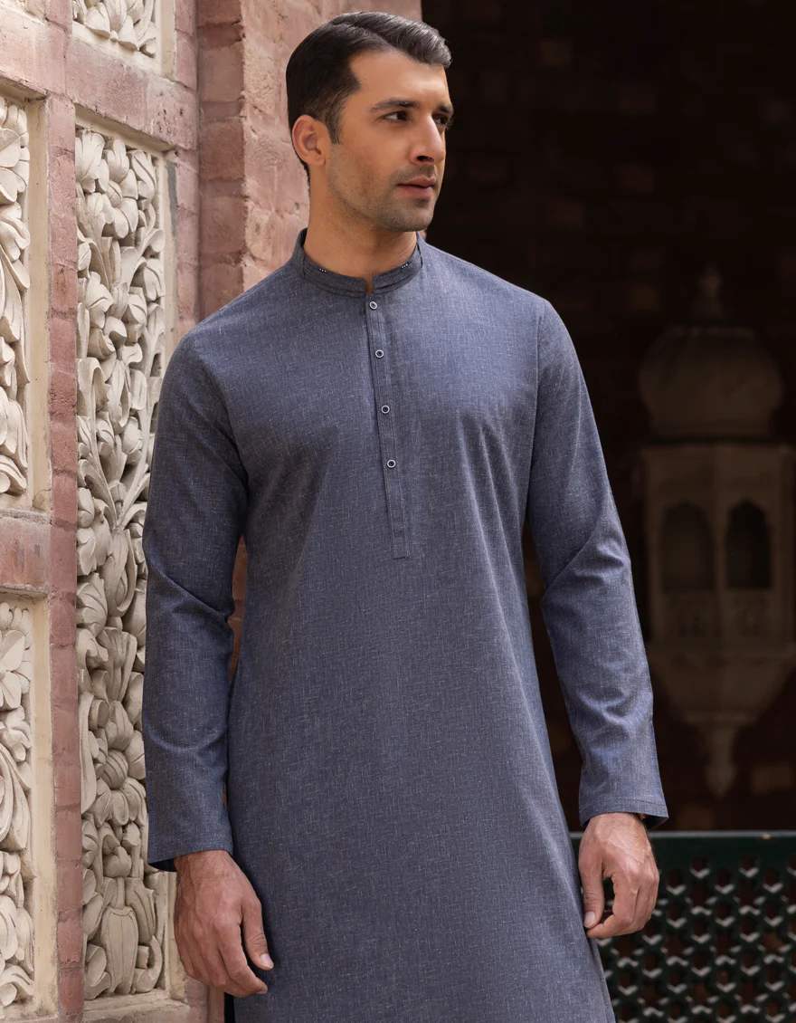 BLUE BLENDED KAMEEZ SHALWAR | JJKS-S-US-32727/S23/JJ8283-CL - Image 4