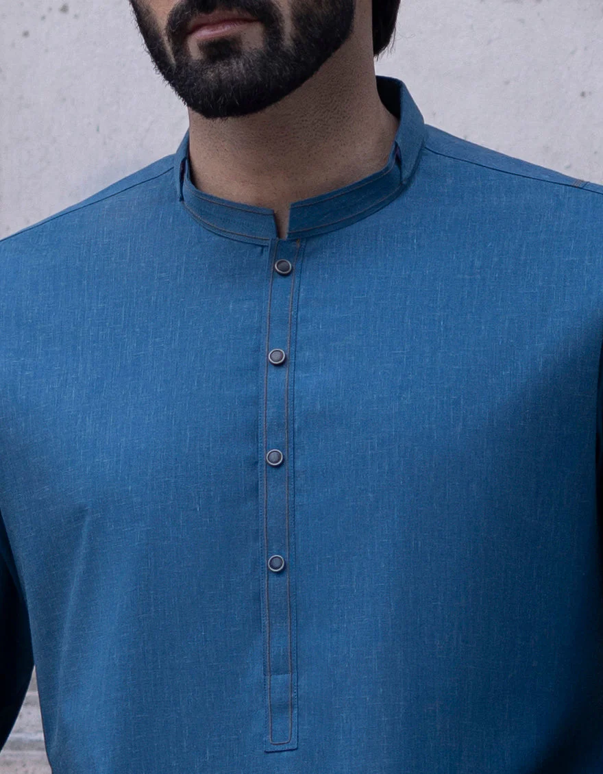 BLUE BLENDED KAMEEZ SHALWAR | JJKS-S-US-32729/S23/JJ8283-CL - Image 2