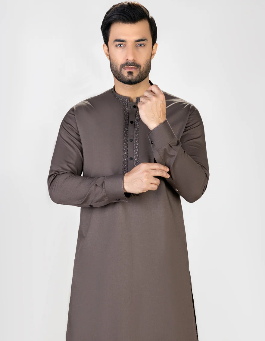 BROWN BLENDED KAMEEZ SHALWAR | JJKS-S-US-32739/S23/JJ8283-SF - Image 3