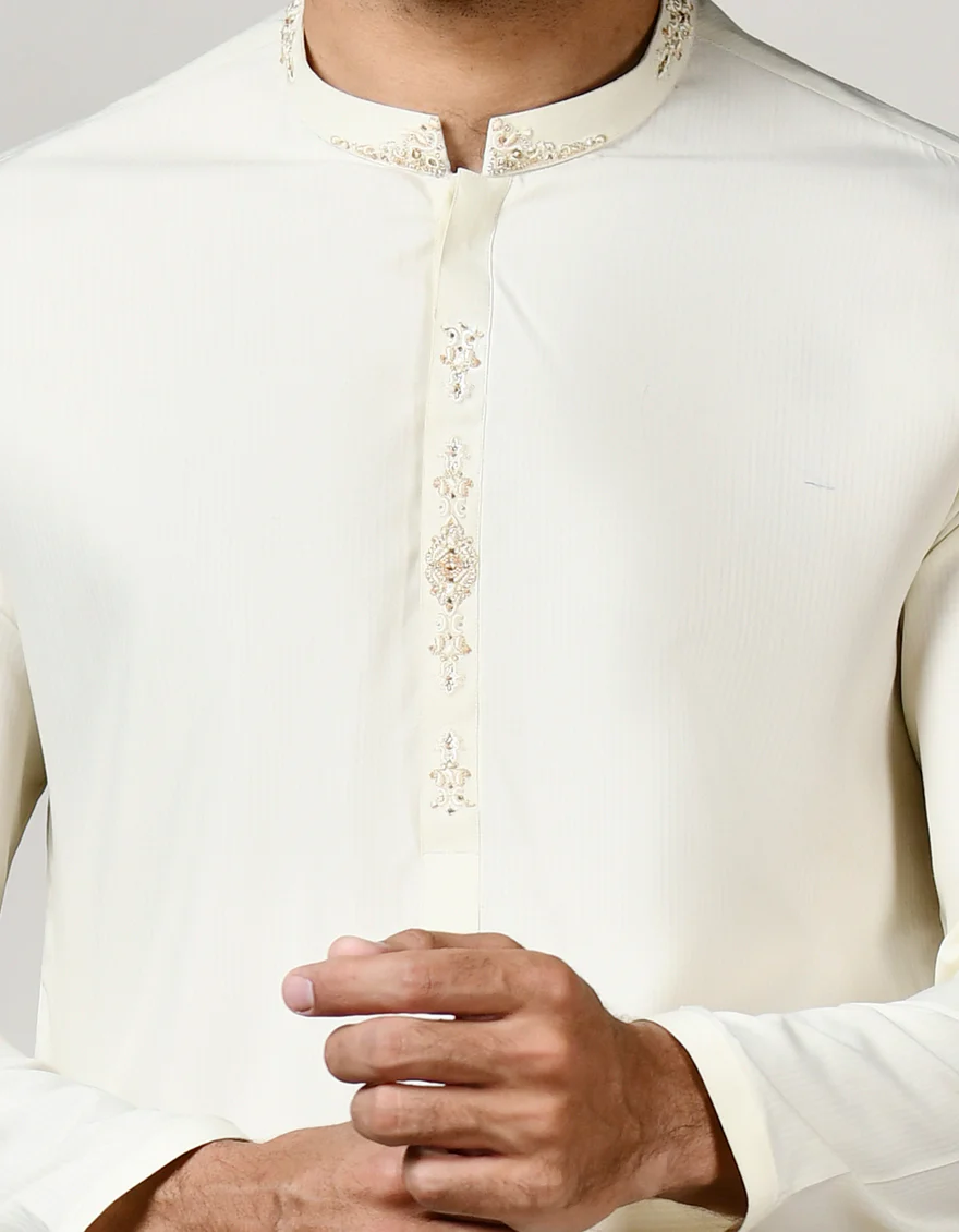 CREAM BLENDED KAMEEZ SHALWAR | JJKS-S-US-32812/S23/JJ9076-FL - Image 3