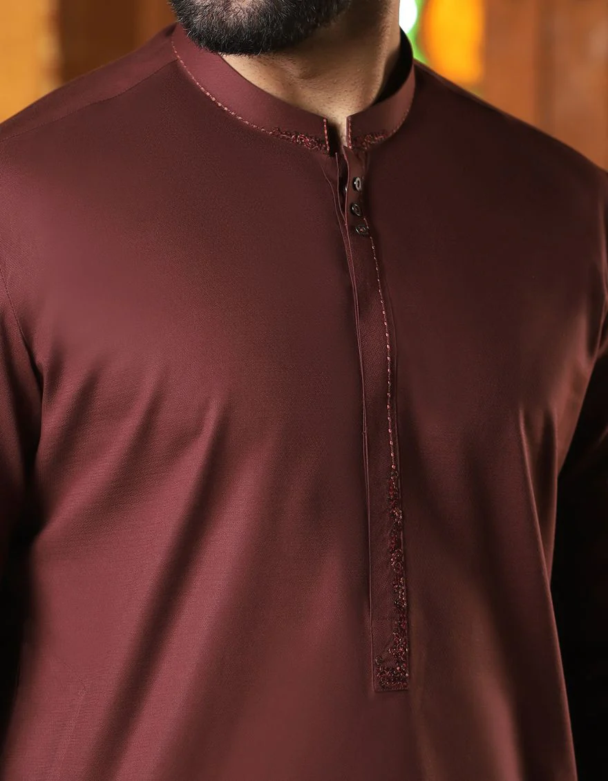 MAROON KAMEEZ SHALWAR | JJKS-S-US-34005/S21/JJ6956 - Image 2