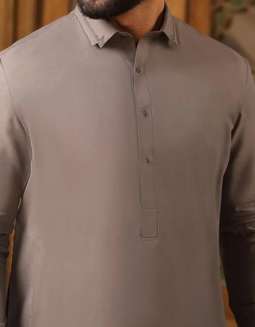 MUD GREY KAMEEZ SHALWAR | JJKS-S-US-34008/S21/JJ7020 - Image 2