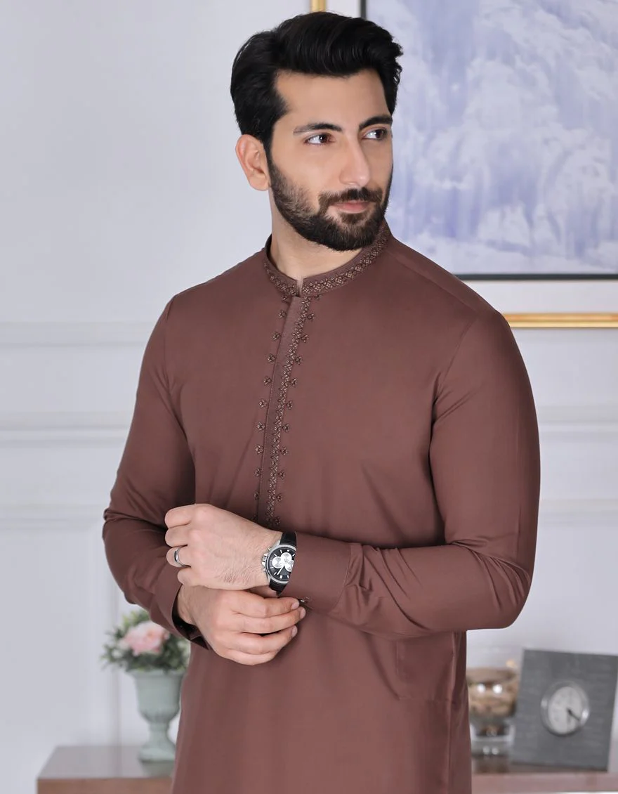 BROWN KAMEEZ SHALWAR | JJKS-S-US-34064/S21/JJ7325-SF - Image 2