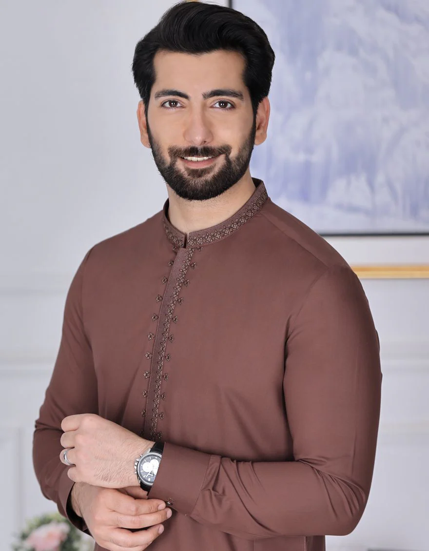 BROWN KAMEEZ SHALWAR | JJKS-S-US-34064/S21/JJ7325-SF - Image 3