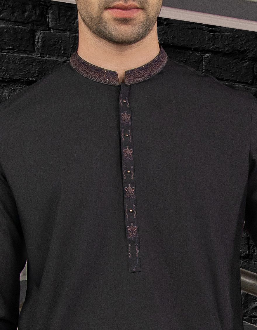 BLACK KAMEEZ SHALWAR | JJKS-S-US-34066/S21/JJ7324-SF - Image 3