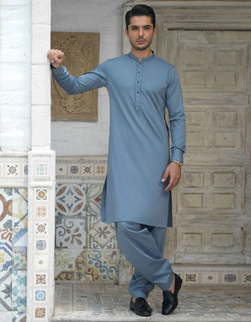 STONE GREY KAMEEZ SHALWAR | JJKS-S-US-34089/S21/JJ7239-SF - Image 2