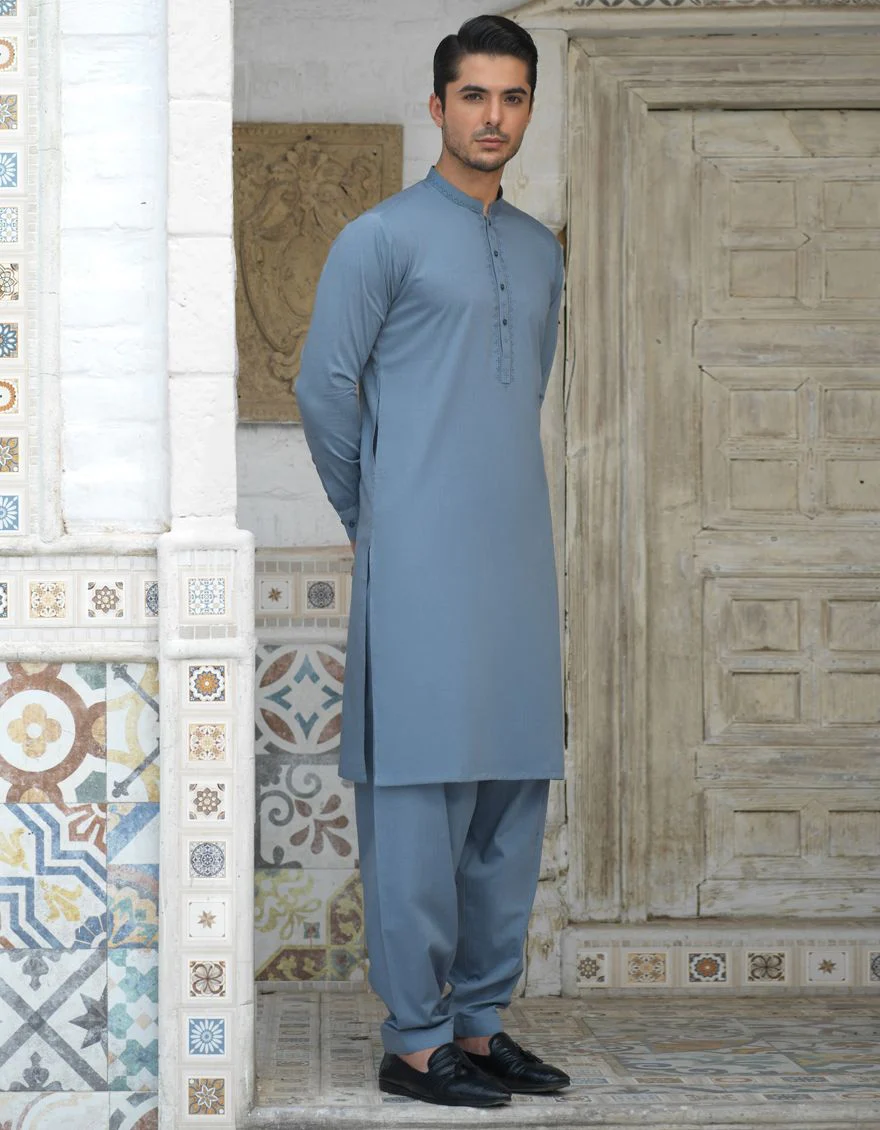 STONE GREY KAMEEZ SHALWAR | JJKS-S-US-34089/S21/JJ7239-SF - Image 5