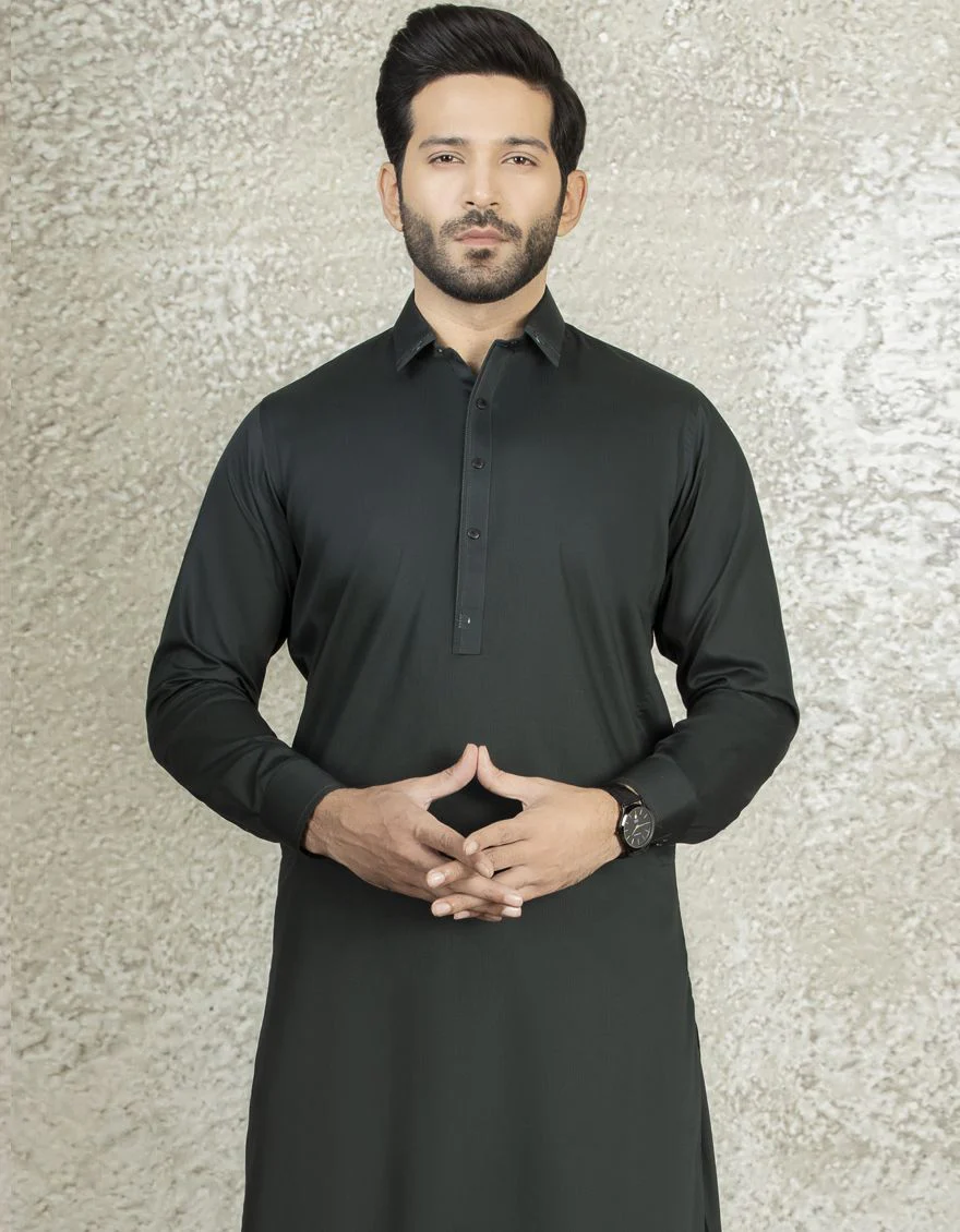 DEEP GREEN KAMEEZ SHALWAR | JJKS-S-US-34143/S22/JJ7664-EX - Image 3