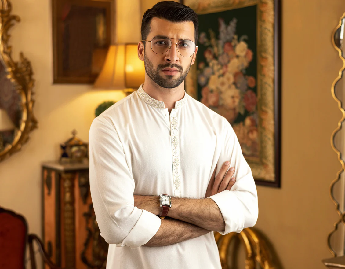 WHITE BLENDED KAMEEZ SHALWAR | JJKS-S-US-34145/S22/JJ7568-FL - Image 4