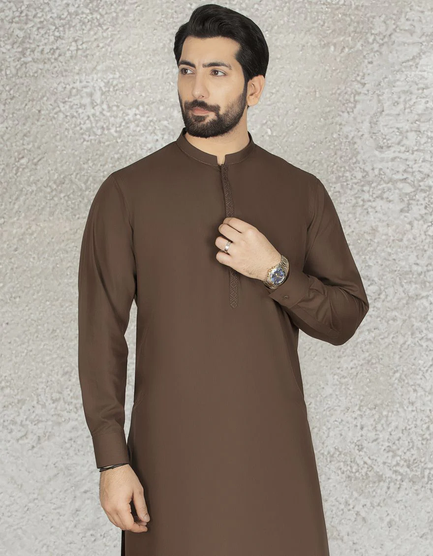 BROWN KAMEEZ SHALWAR | JJKS-S-US-34160/S22/JJ7621-CL - Image 2