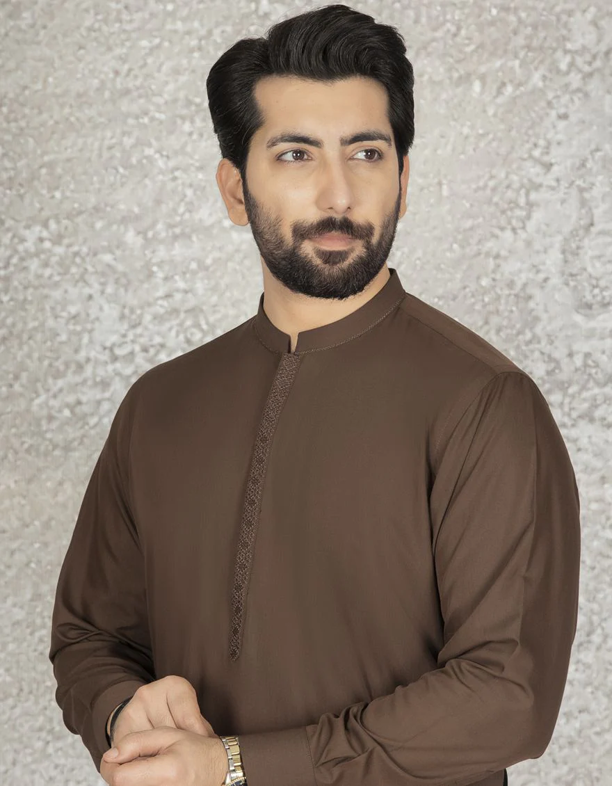BROWN KAMEEZ SHALWAR | JJKS-S-US-34160/S22/JJ7621-CL - Image 3