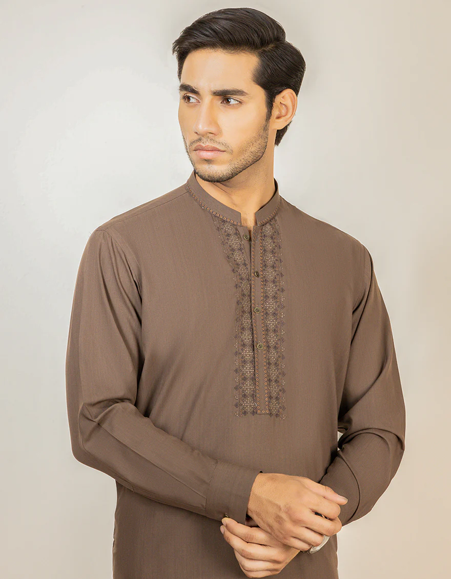 MOCHA BLENDED KAMEEZ SHALWAR | JJKS-S-US-34178/S22/JJ7563-SF - Image 2