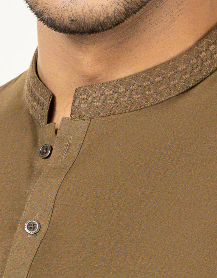 OLIVE GREEN BLENDED KAMEEZ SHALWAR | JJKS-S-US-34185/S22/JJ7619-CL - Image 3