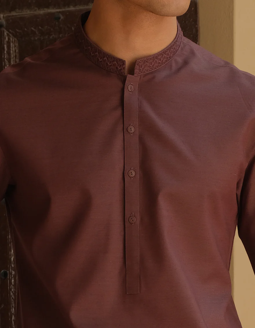LIVER BROWN BLENDED KAMEEZ SHALWAR | JJKS-S-US-34186/S22/JJ7619-CL - Image 3