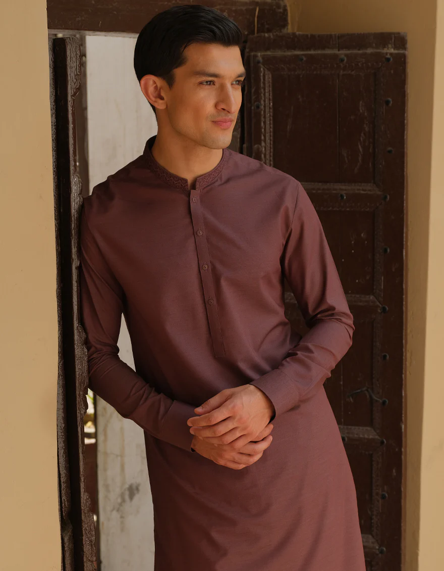 LIVER BROWN BLENDED KAMEEZ SHALWAR | JJKS-S-US-34186/S22/JJ7619-CL - Image 4