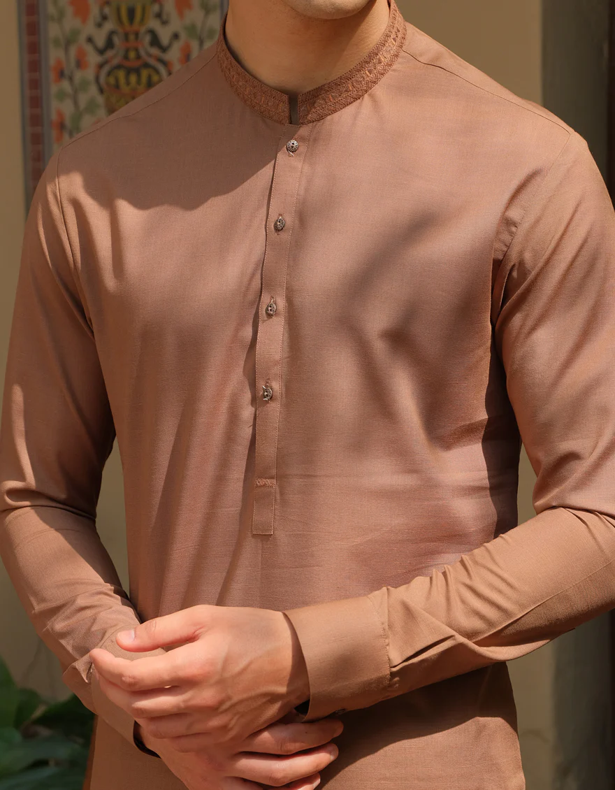 RUST BLENDED KAMEEZ SHALWAR | JJKS-S-US-34187/S22/JJ7619-CL - Image 2