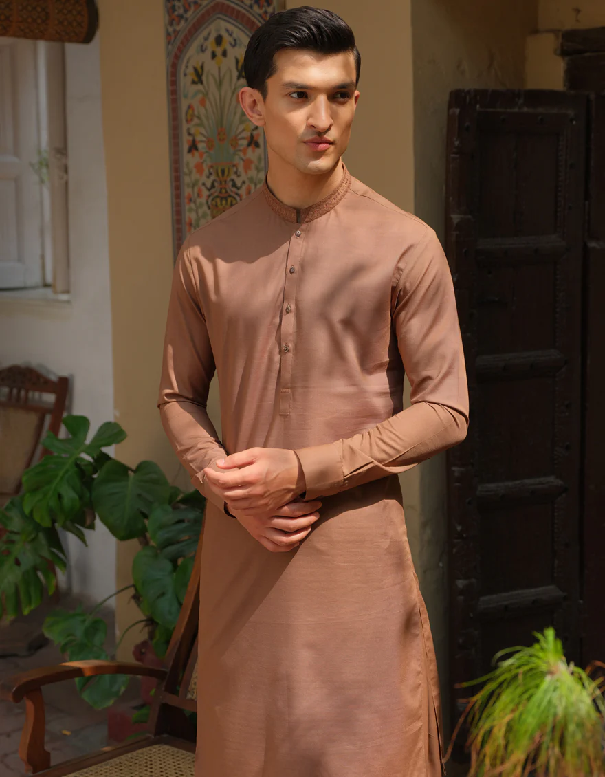 RUST BLENDED KAMEEZ SHALWAR | JJKS-S-US-34187/S22/JJ7619-CL - Image 3
