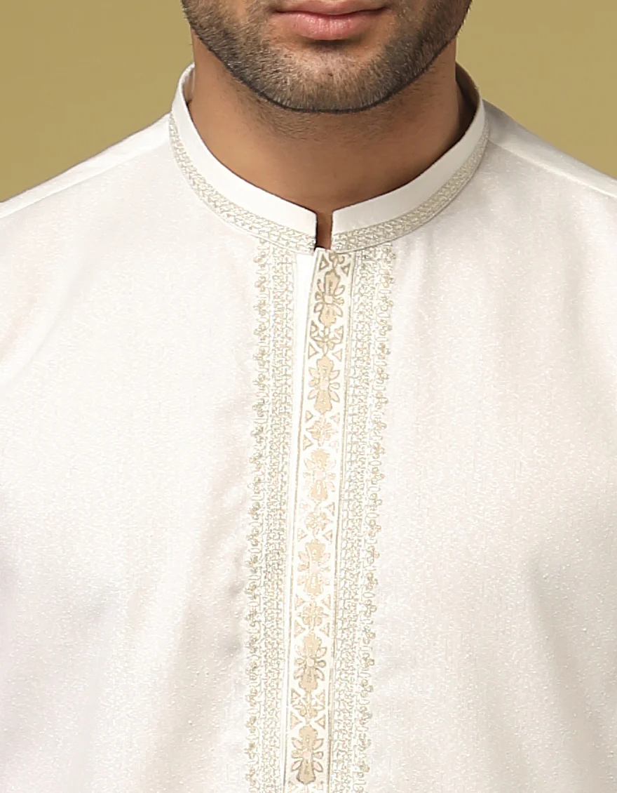 WHITE BLENDED KAMEEZ SHALWAR | JJKS-S-US-34191/S22/JJ7568-FL - Image 2