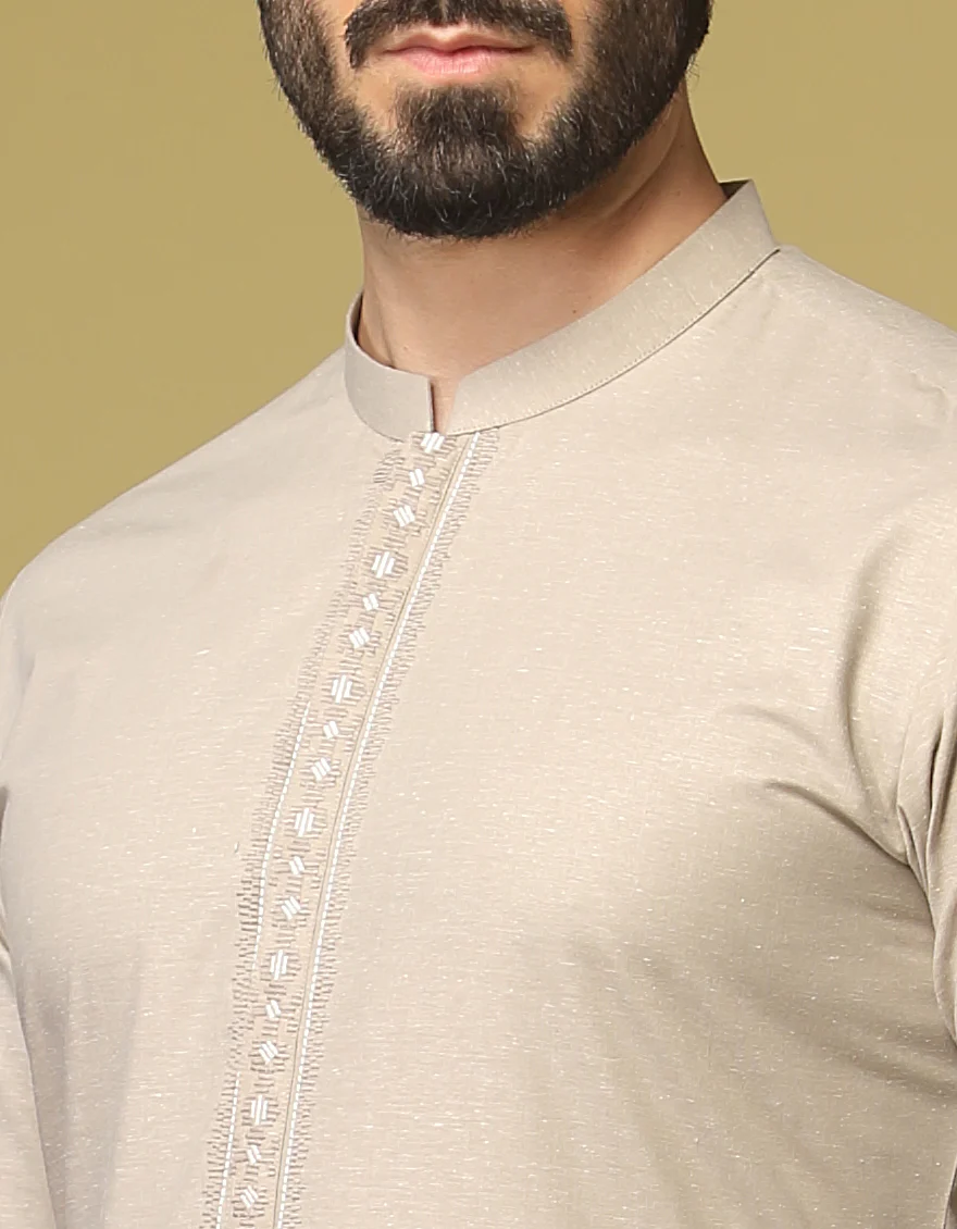 DUSTY BROWN BLENDED KAMEEZ SHALWAR | JJKS-S-US-34194/S22/JJ8238-SF - Image 2