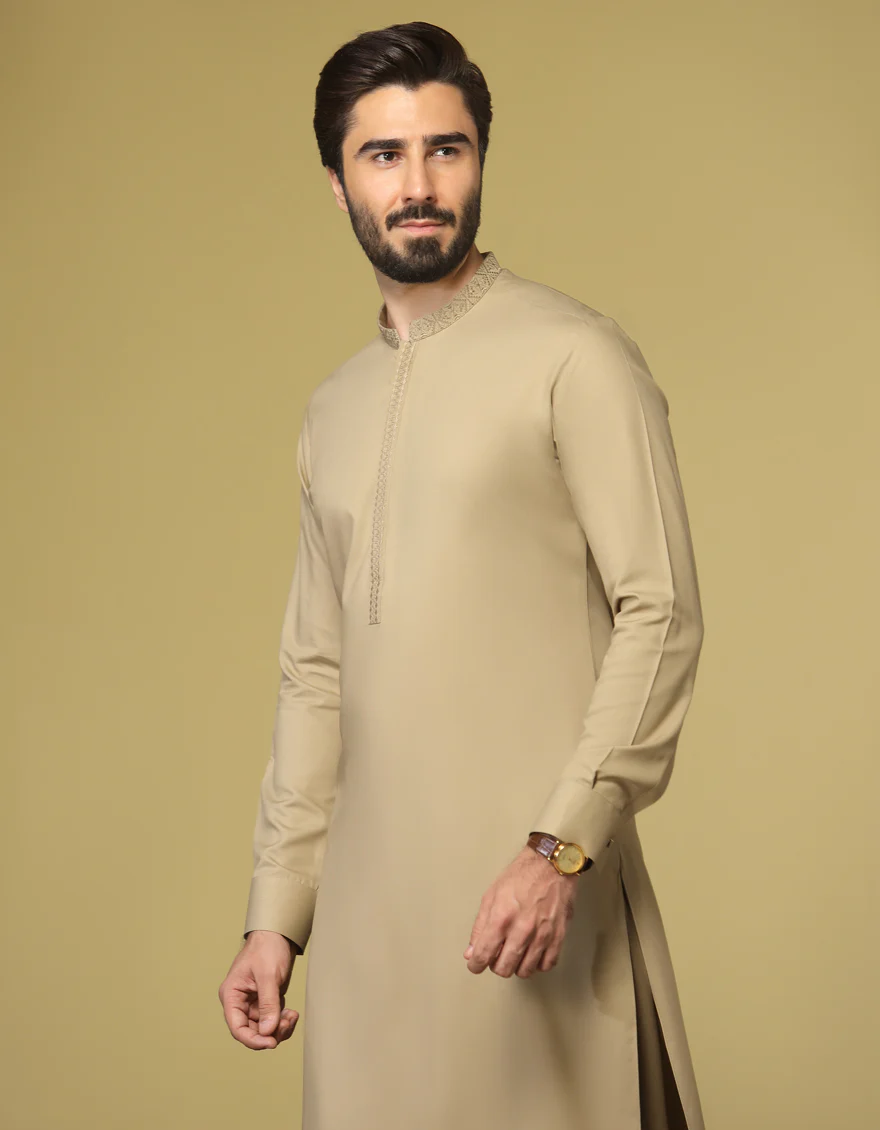 OLIVE BLENDED KAMEEZ SHALWAR | JJKS-S-US-34195/S22/JJ7669-SF - Image 3