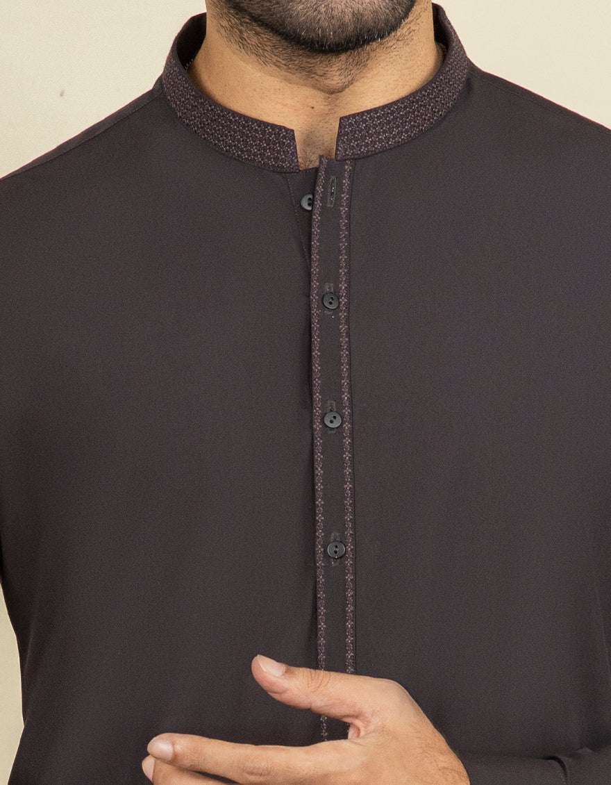 COFFEE BROWN BLENDED KAMEEZ SHALWAR | JJKS-S-US-34227/S22/JJ8189-SF - Image 2
