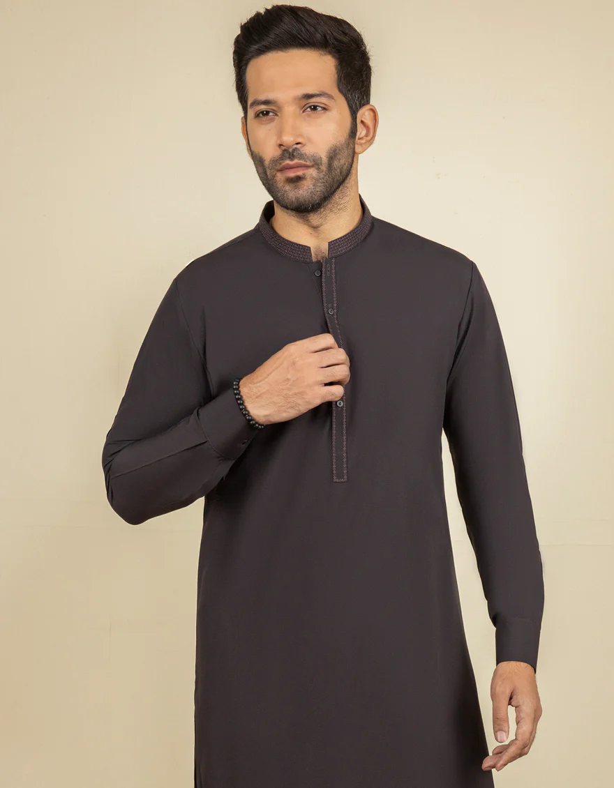 COFFEE BROWN BLENDED KAMEEZ SHALWAR | JJKS-S-US-34227/S22/JJ8189-SF - Image 3