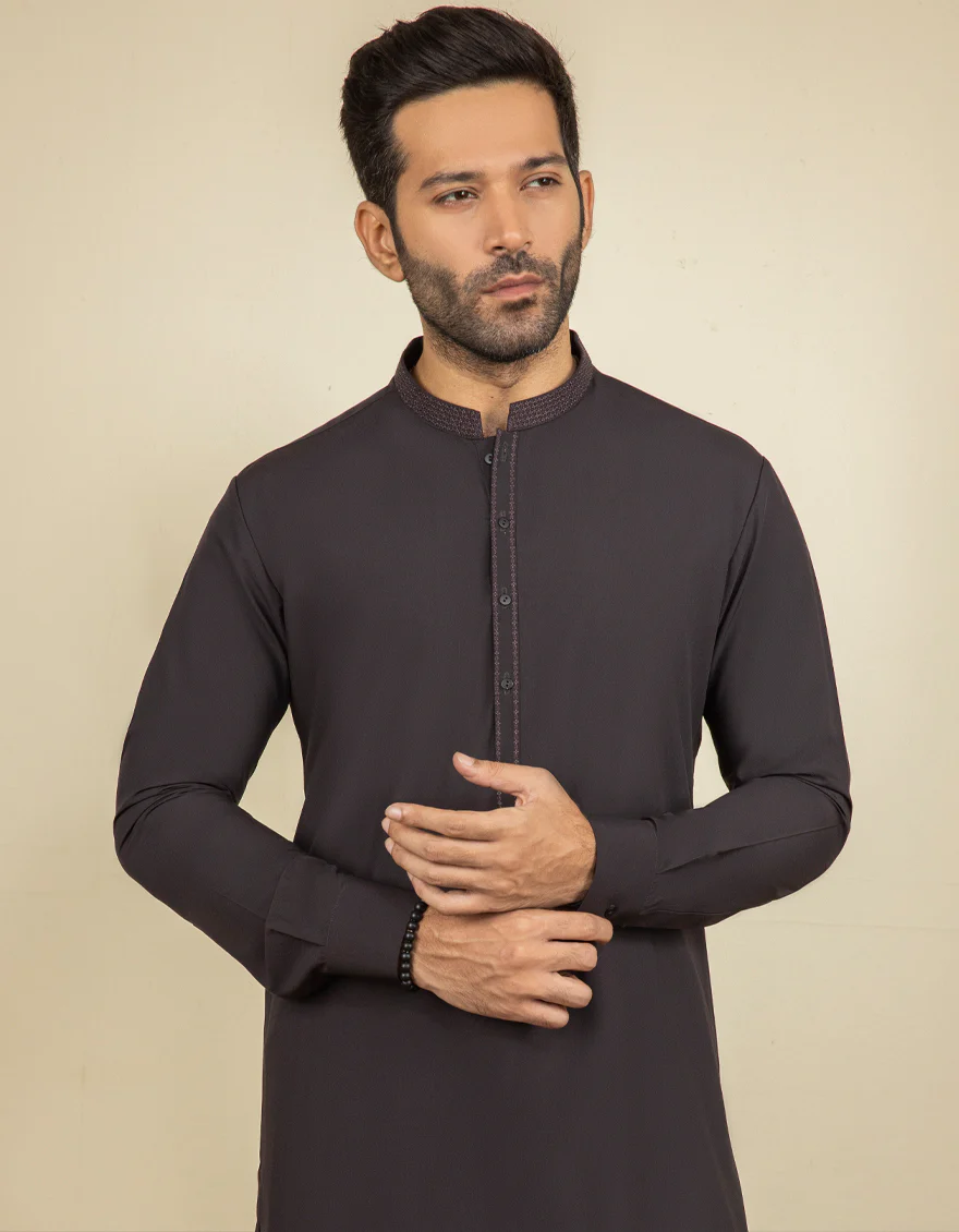 COFFEE BROWN BLENDED KAMEEZ SHALWAR | JJKS-S-US-34227/S22/JJ8189-SF - Image 4