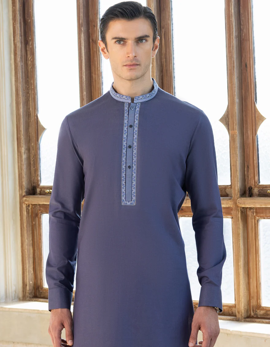 BLUE COTTON KAMEEZ SHALWAR | JJKS-S-US-34295/S23/JJ8648-SF - Image 4