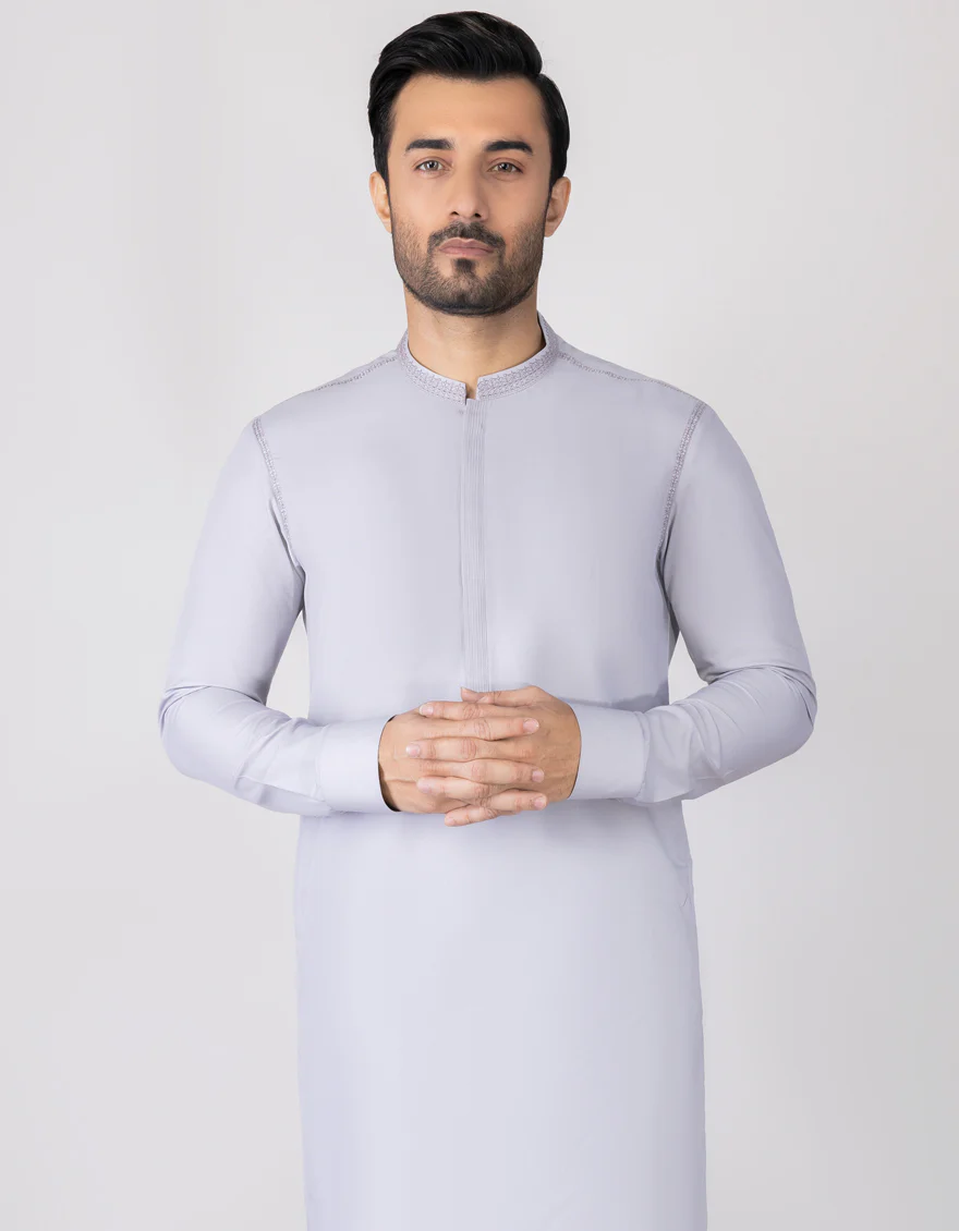 LIGHT GREY BLENDED KAMEEZ SHALWAR | JJKS-S-US-34297/S23/JJ8723-SF - Image 3