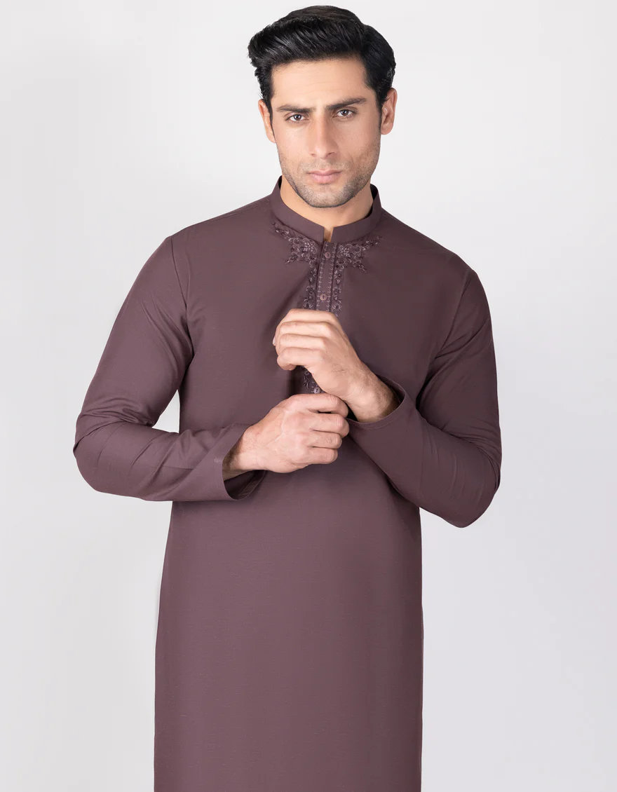 BROWN BLENDED KAMEEZ SHALWAR | JJKS-S-US-34299/S23/JJ8713-SF - Image 2