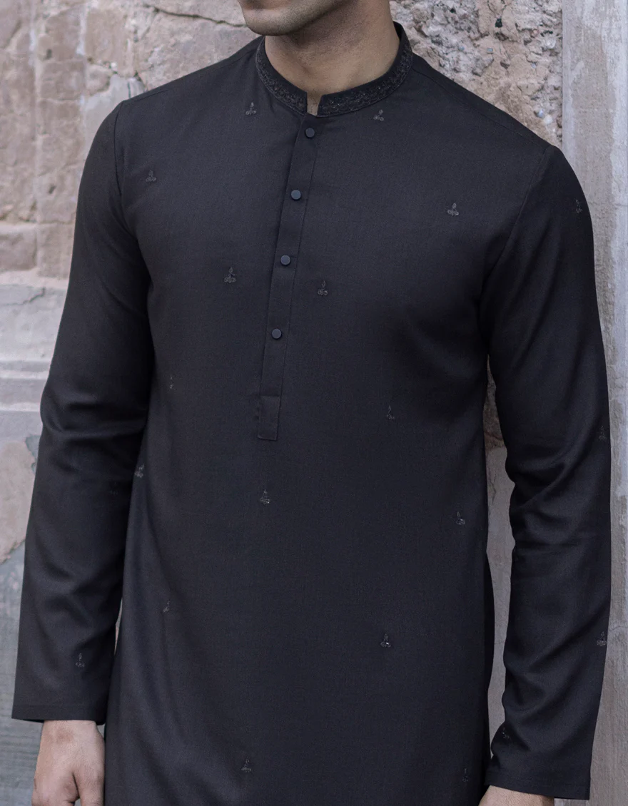 COFFEE BROWN BLENDED KAMEEZ SHALWAR | JJKS-S-US-34348/S23/JJ8710-FL - Image 2