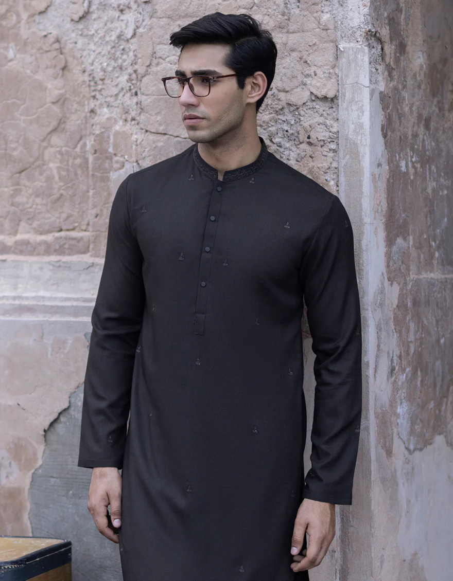 COFFEE BROWN BLENDED KAMEEZ SHALWAR | JJKS-S-US-34348/S23/JJ8710-FL - Image 4