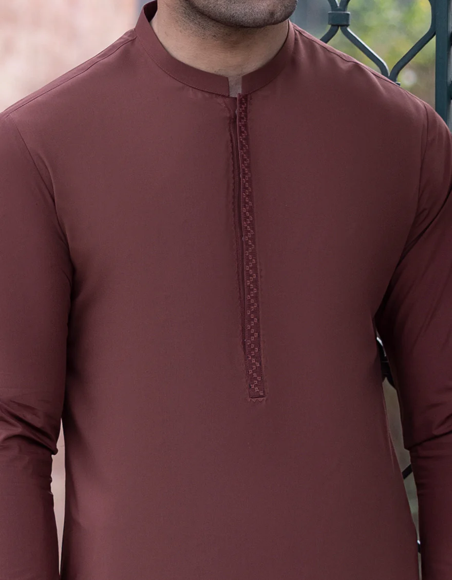 RUSTIC RED BLENDED KAMEEZ SHALWAR | JJKS-S-US-34364/S23/JJ8189-SF - Image 2