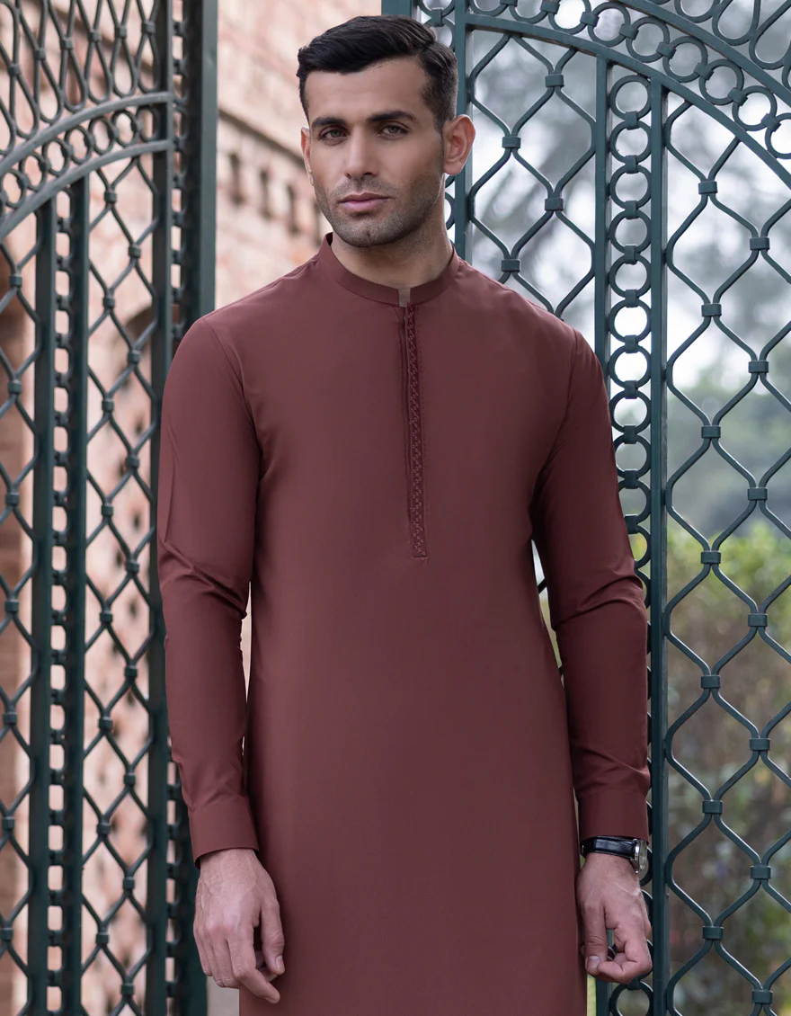 RUSTIC RED BLENDED KAMEEZ SHALWAR | JJKS-S-US-34364/S23/JJ8189-SF - Image 3