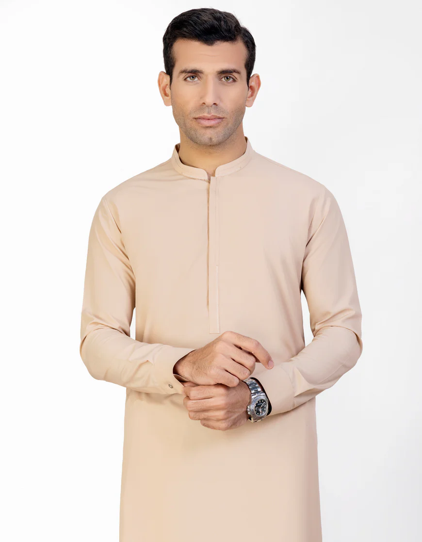 CAMEL BLENDED KAMEEZ SHALWAR | JJKS-S-US-34424/S23/JJ8725-CL - Image 2