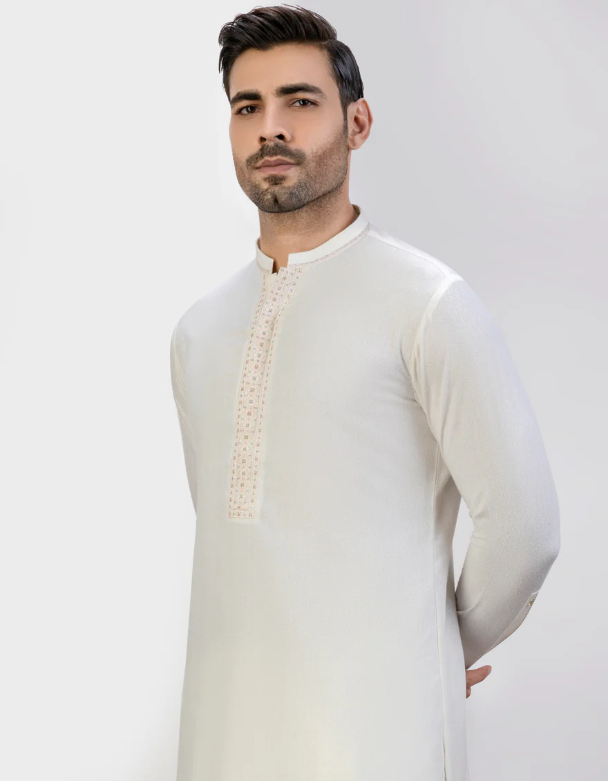 IVORY BLENDED KAMEEZ SHALWAR | JJKS-S-US-34485/S23/JJ8712-FL - Image 3