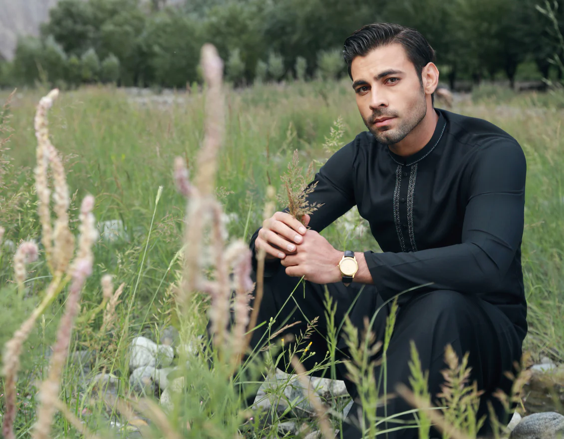 BLACK BLENDED KAMEEZ SHALWAR | JJKS-S-US-34501/S23/JJ8710-FL - Image 3