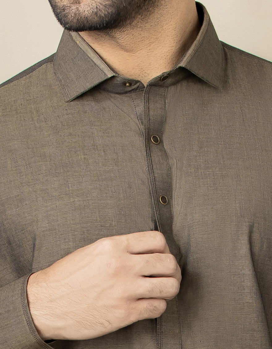 SAND COTTON KAMEEZ SHALWAR | JJKS-S-US-35895/S22/JJ7613-EX - Image 3