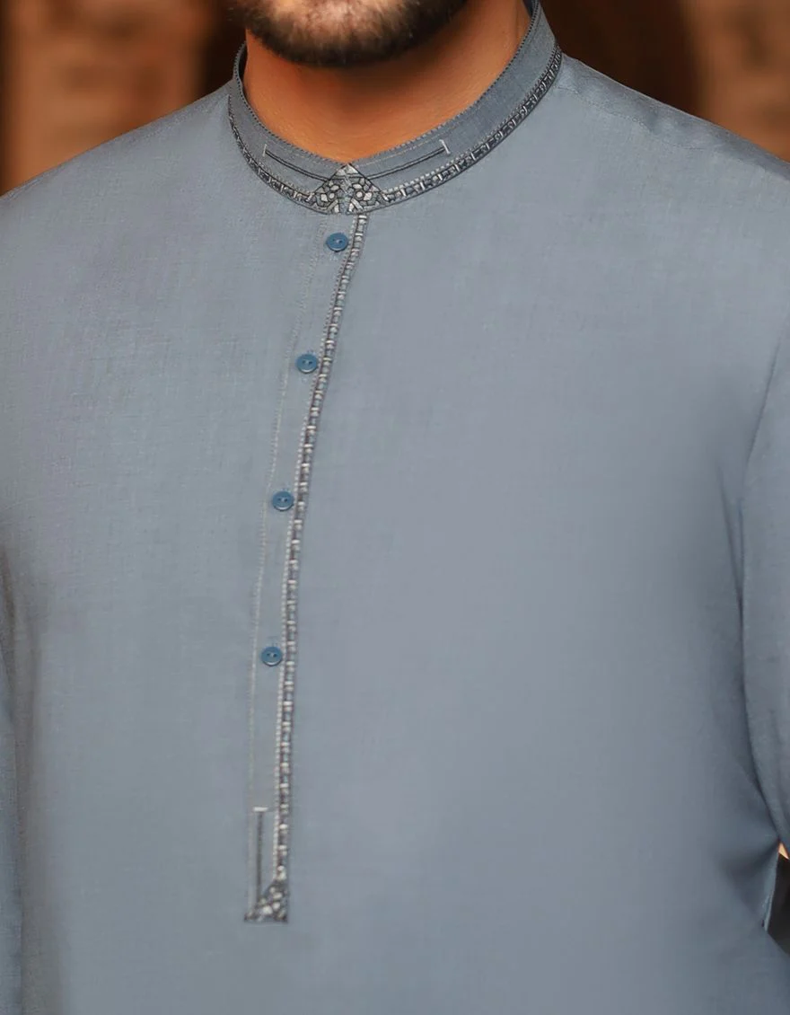 PIGEON BLUE KAMEEZ SHALWAR | JJKS-S-US-36683/S20/JJ7069 - Image 2