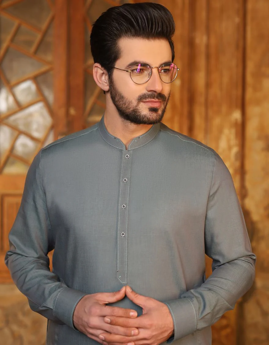 GREISH GREEN KAMEEZ SHALWAR | JJKS-S-US-36711/S21/JJ7021 - Image 2